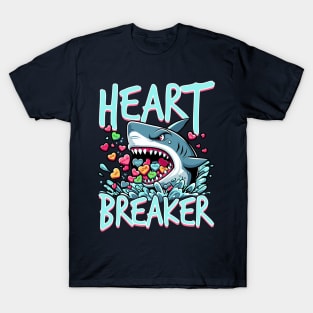 Heartbreaker shark eating hearts Valentine's Day T-Shirt